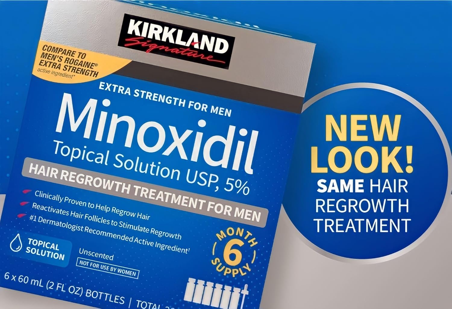 Minoxidil Liquid Extra Strength Hair Regrowth Treatment for Men, 5% Topical Solution, 6 Months Supply