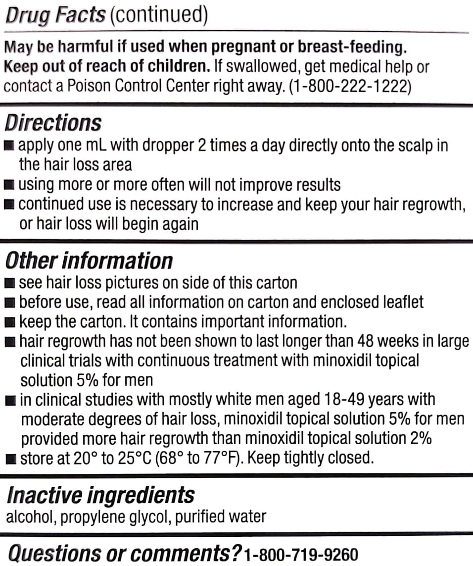 Minoxidil Liquid Extra Strength Hair Regrowth Treatment for Men, 5% Topical Solution, 6 Months Supply