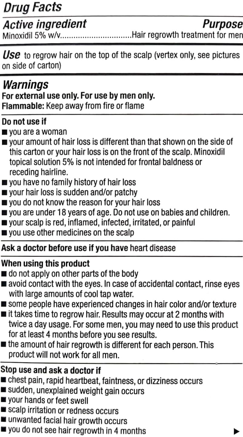 Minoxidil Liquid Extra Strength Hair Regrowth Treatment for Men, 5% Topical Solution, 6 Months Supply